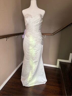Strapless White Sweetheart Column Dress